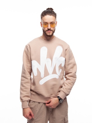 BLUZA KLASYK NVC BIG FRONT BEIGE WHITE